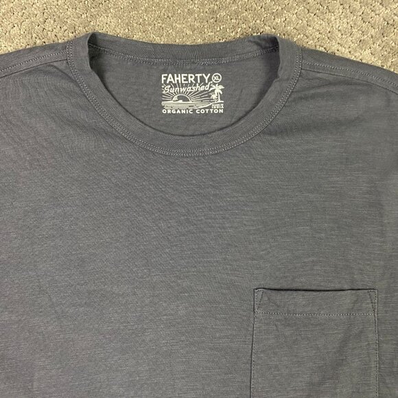 Faherty Sunwashed Pocket Tee T Shirt Men's XL Gray Organic Cotton T Shirt - Picture 2 of 10